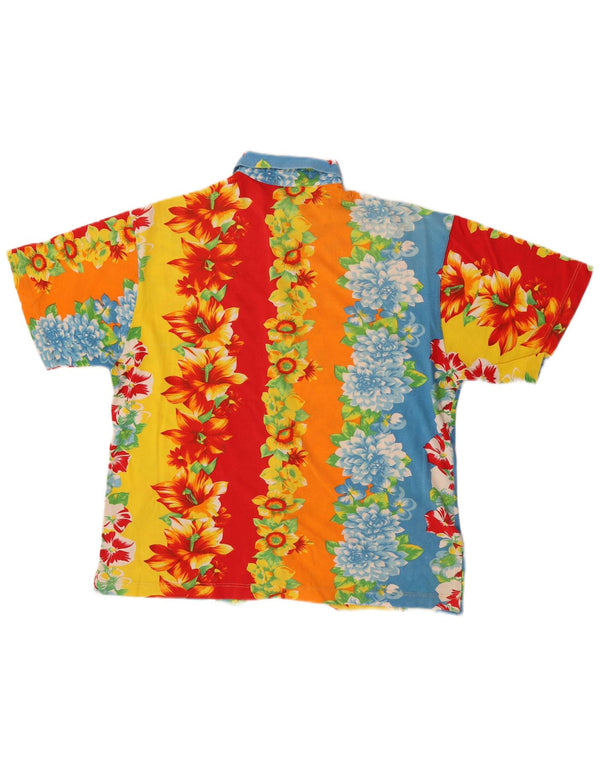 Vintage Ανδρικό κοντομάνικο πουκάμισο Μεγάλο πολύχρωμο φλοράλ βαμβακερό χαβανέζικο