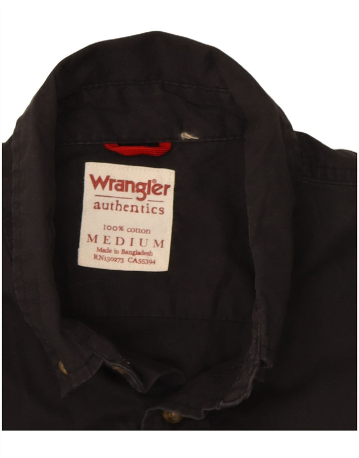 Ανδρικό κοντομάνικο πουκάμισο Wrangler μαύρο βαμβακερό