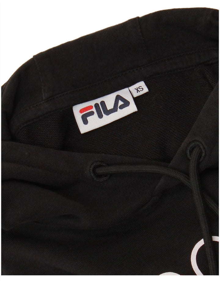 Γυναικείο FILA Oversized Crop Graphic Hoodie Jumper UK 6 XS Μαύρο