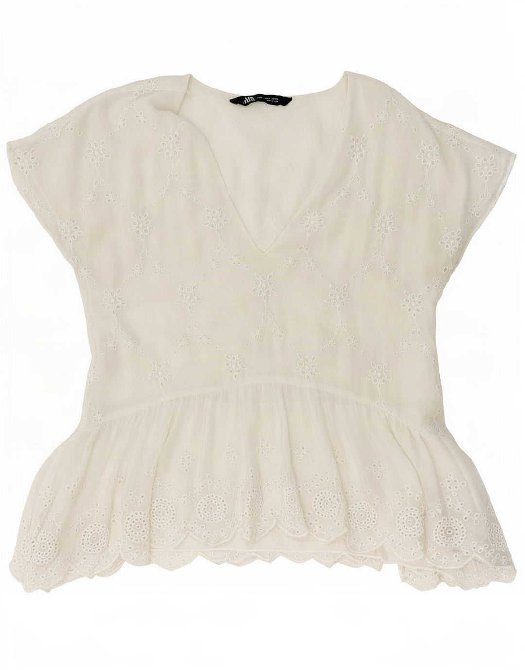 Zara Γυναικεία Μπλούζα Τοπ UK 10 Small White Floral