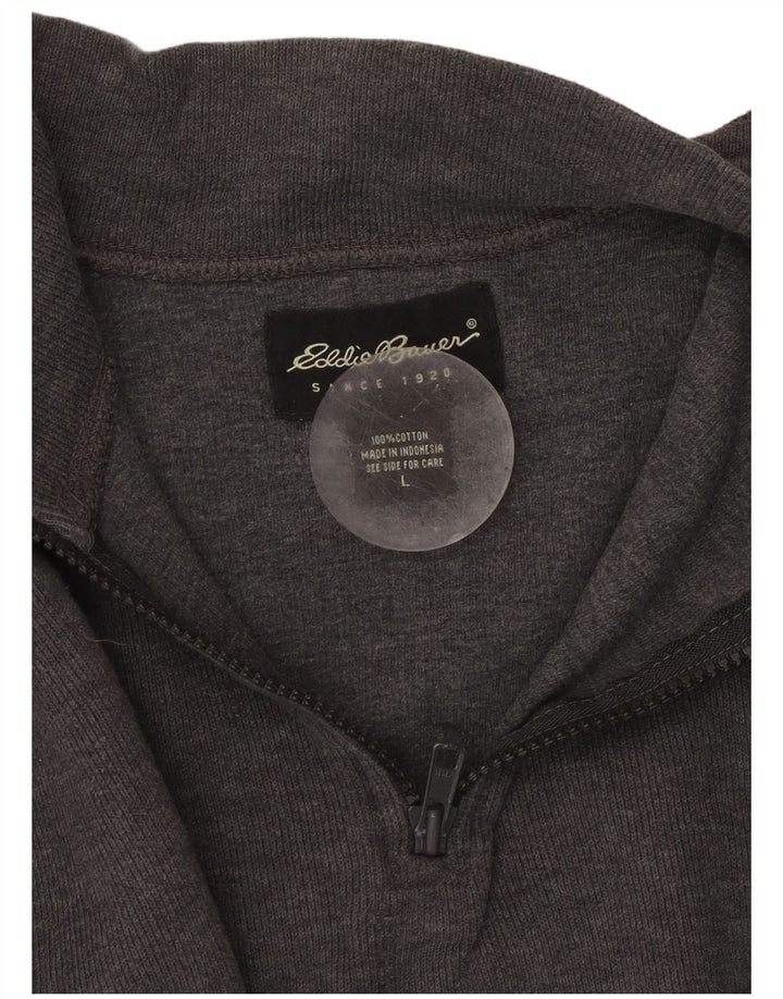 EDDIE BAUER Ανδρικό φούτερ με φερμουάρ πουκάμισο σε μεγάλο γκρι βαμβακερό χρώμα