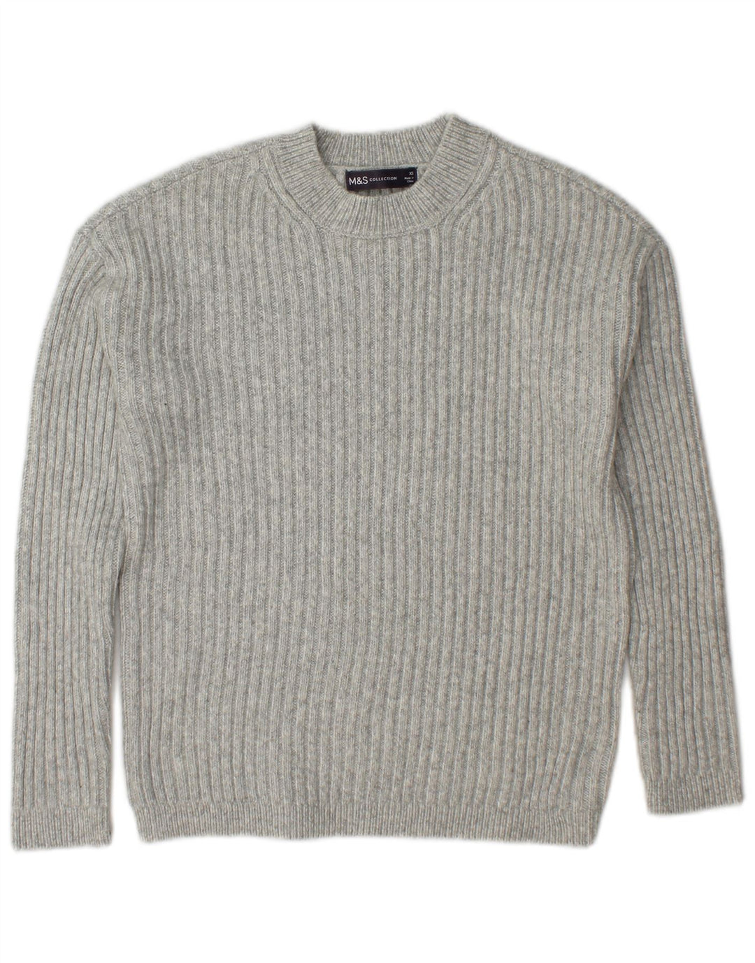 Marks & Spencer Γυναικείο πουλόβερ με λαιμόκοψη UK 6 XS Grey Polyester