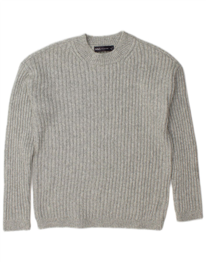 Marks & Spencer Γυναικείο πουλόβερ με λαιμόκοψη UK 6 XS Grey Polyester