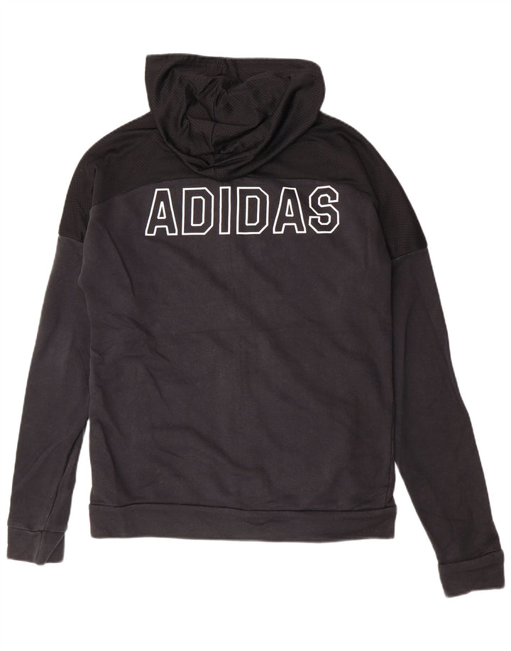 Ανδρικό πουλόβερ με κουκούλα με φερμουάρ Adidas, μεσαίο μαύρο βαμβακερό