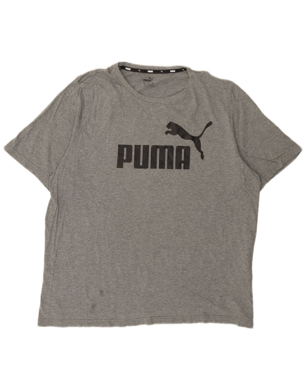 Puma Mens Graphic T-Shirt Top 2XL Grey Flecked Cotton