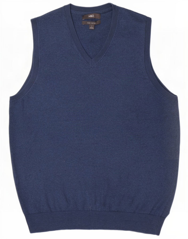 Marks & Spencer Ανδρικό γιλέκο Tank Top Μεσαίο μπλε βαμβακερό