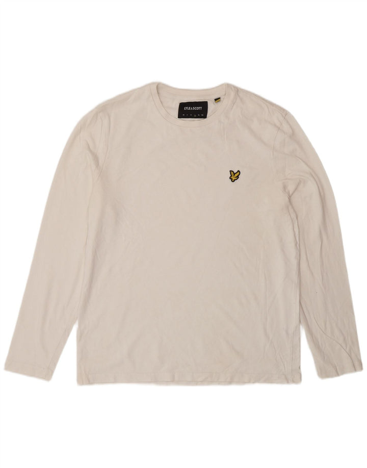Ανδρικό μπλουζάκι Lyle & Scott, μακρυμάνικο μεγάλο λευκό βαμβακερό