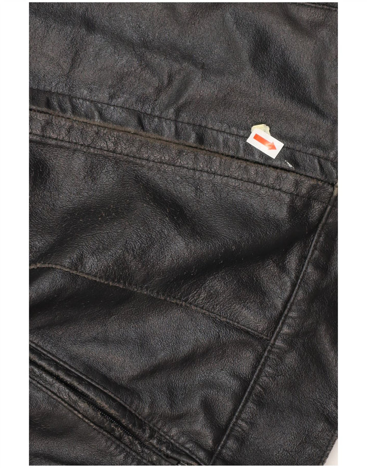 VINTAGE Γυναικείο Δερμάτινο Σακάκι Racer IT 42 Μεσαίο Μαύρο Δερμάτινο