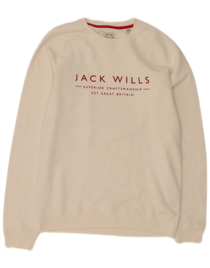 Ανδρικό γραφικό φούτερ Jack Wills, μεσαίο από λευκό βαμβακερό