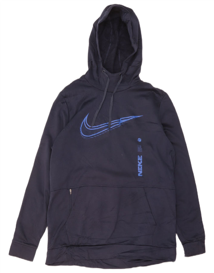 NIKE Ανδρικό Dri Fit Graphic Hoodie Jumper Large Navy Blue Polyester
