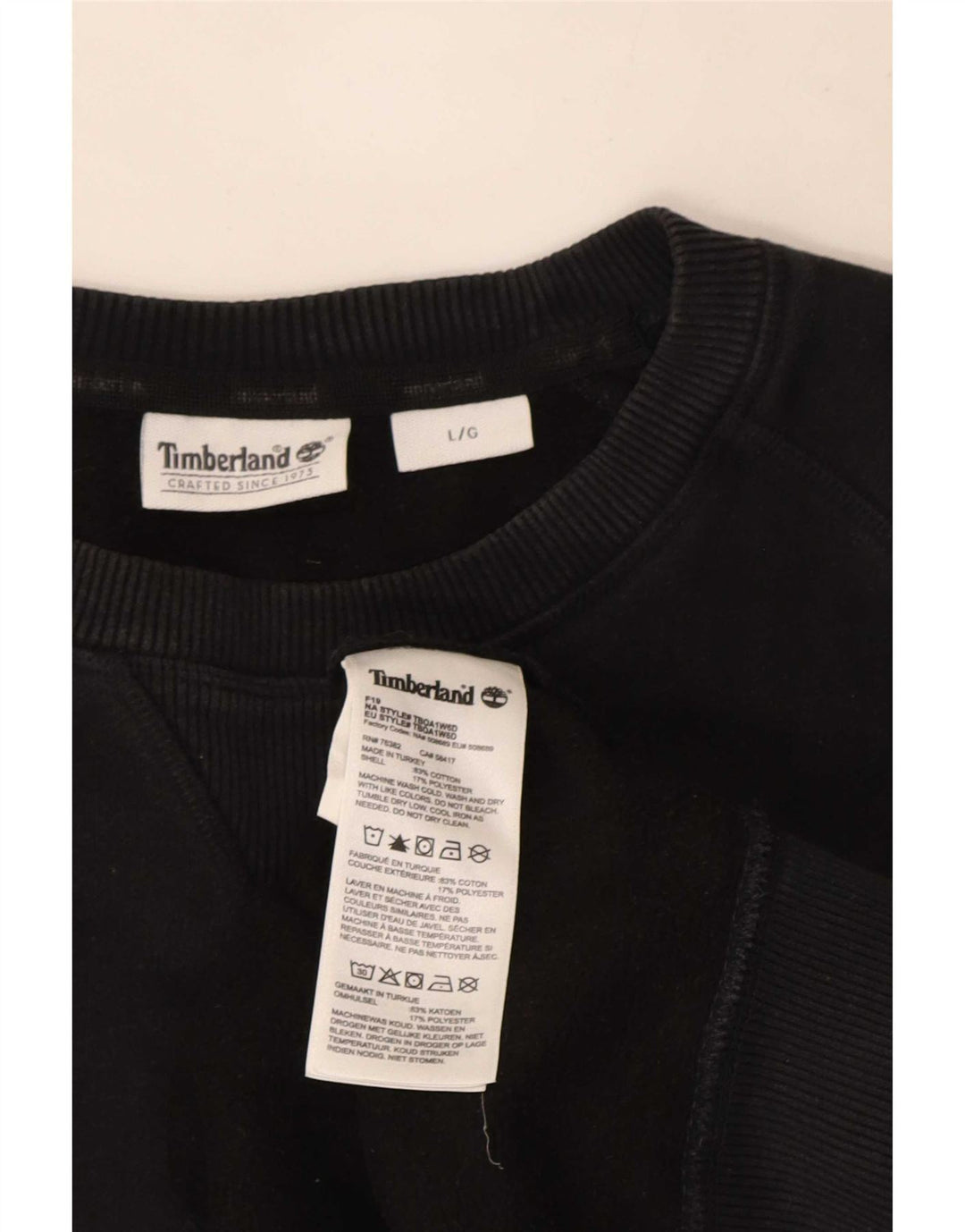 Ανδρικό φούτερ Timberland Jumper μεγάλο μαύρο βαμβακερό