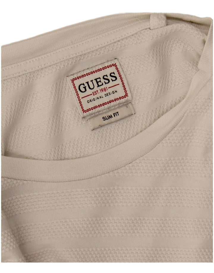 GUESS Mens Slim Fit T-Shirt Top Medium White