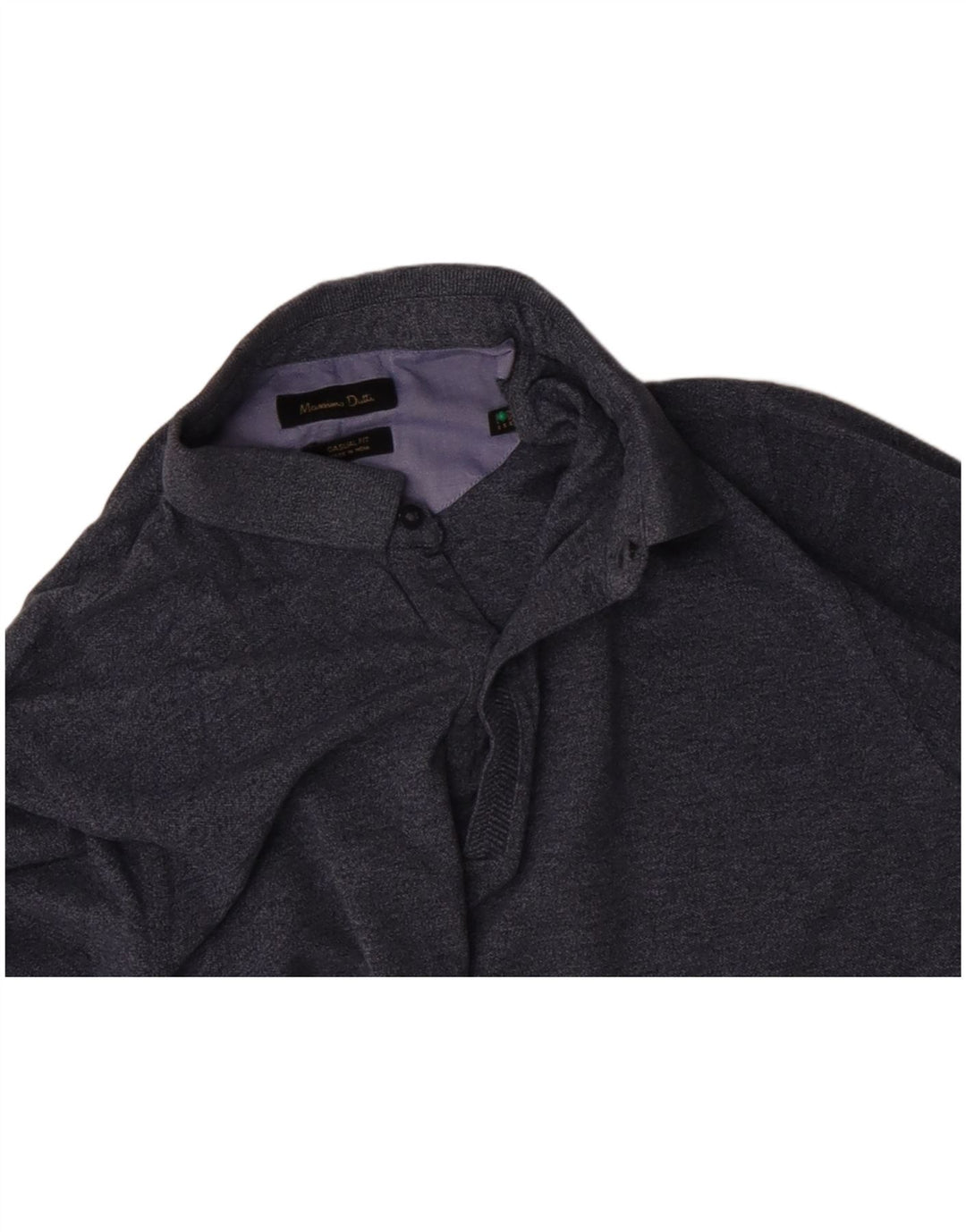 MASSIMO DUTTI Ανδρικό μακρυμάνικο μπλουζάκι πόλο σε μεσαίο γκρι