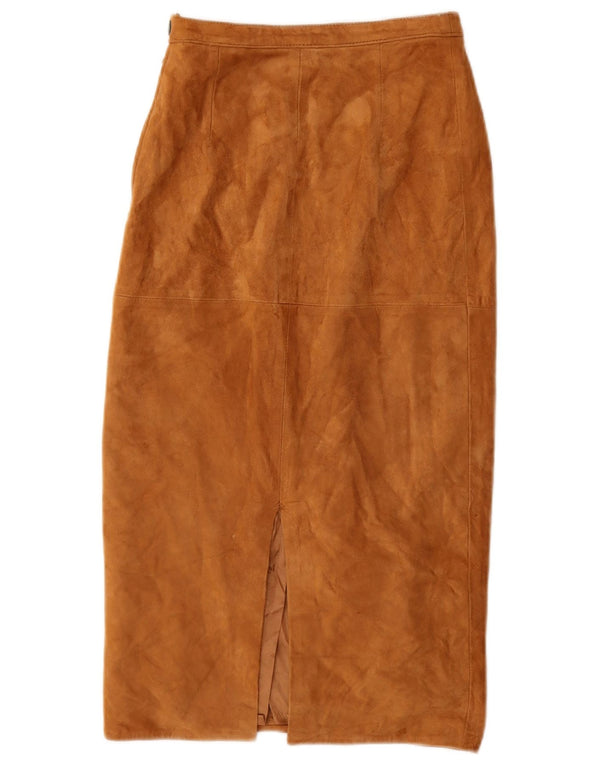 Vintage Γυναικεία Suede Midi Φούστα W28 Medium Beige