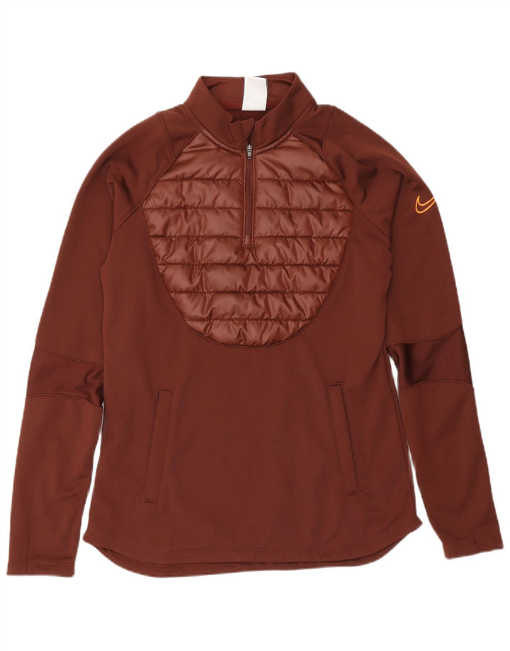 Γυναικεία φόρμα πουλόβερ με φερμουάρ Nike Therma-Fit Top 10 Small Brown