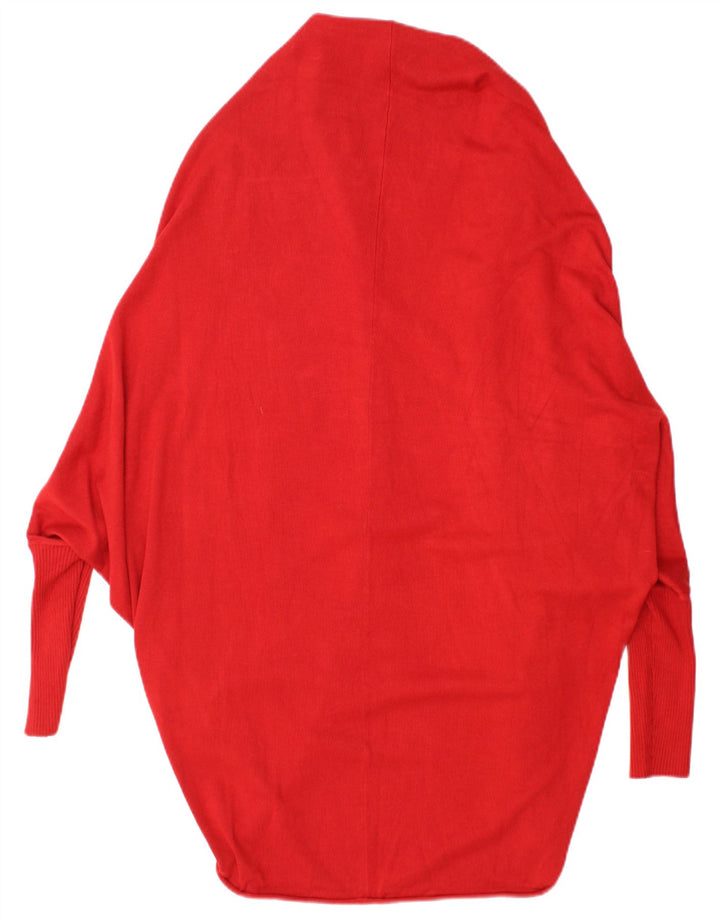 Zara Γυναικείο Longline ανοιχτό πουλόβερ UK 14 Medium Red