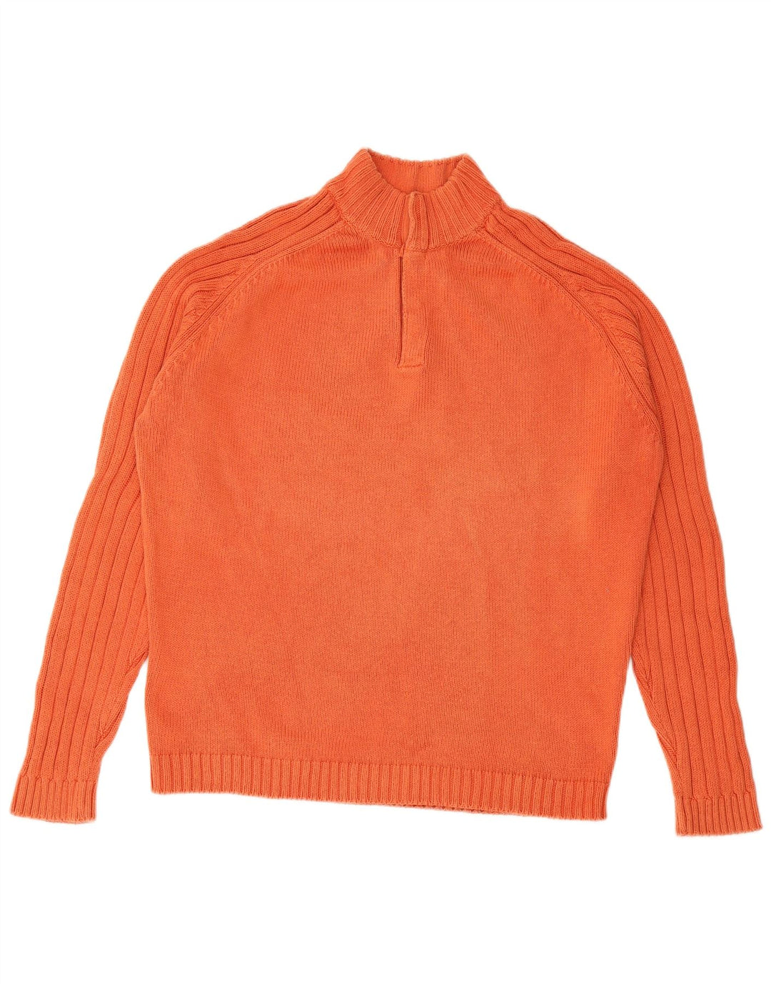 MASSIMO DUTTI Ανδρικό πουλόβερ με λαιμό με κουμπιά, μεγάλο πορτοκαλί βαμβακερό
