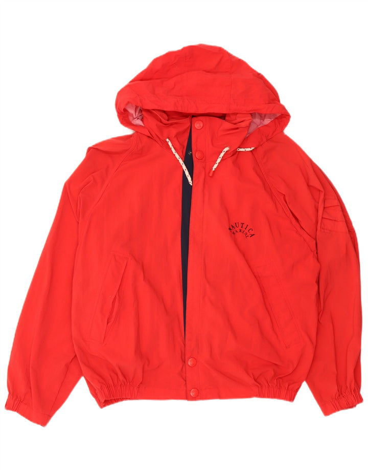 NAUTICA Ανδρικό μπουφάν βροχής με κουκούλα UK 38 Medium Red Nylon