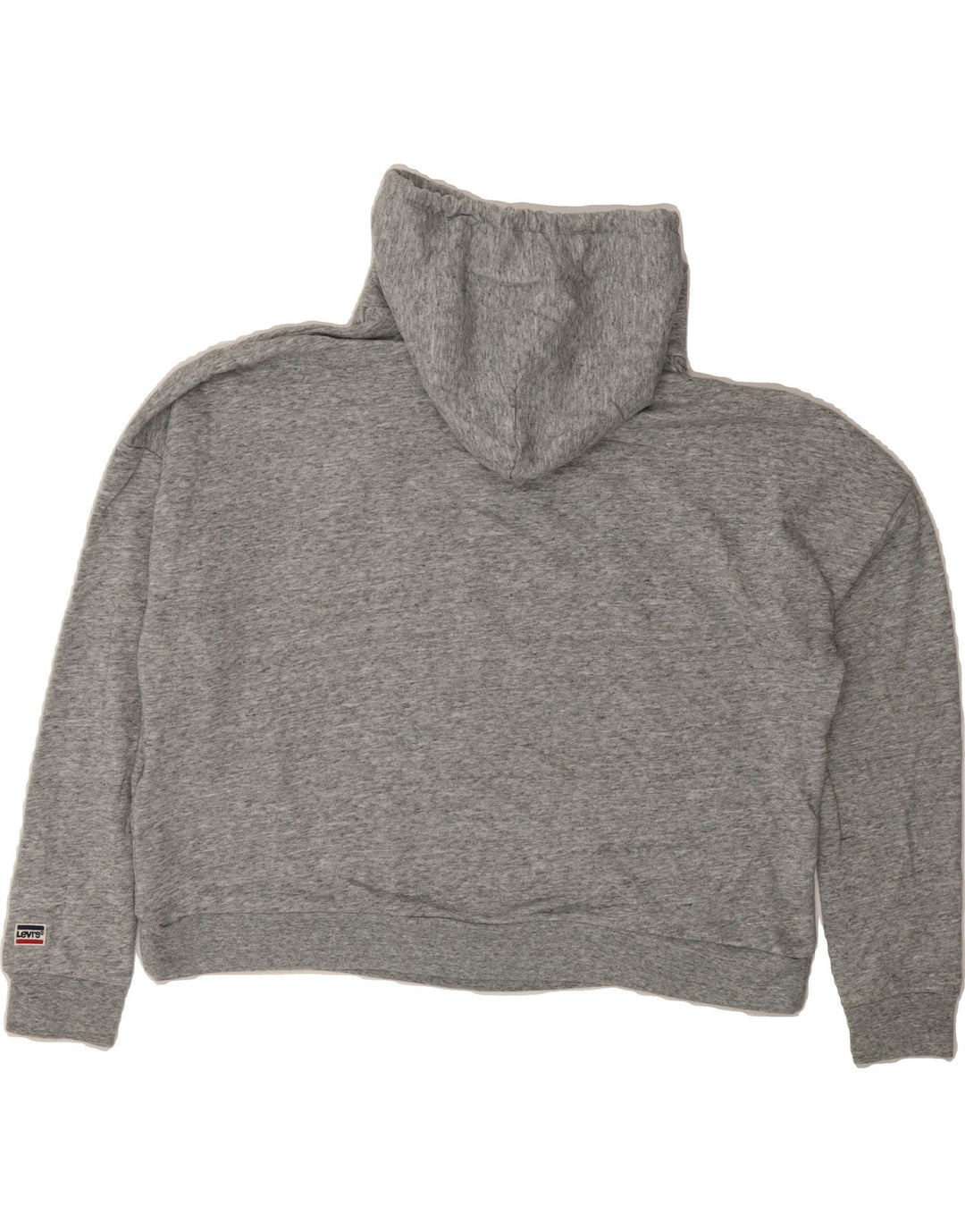 LEVI'S Womens Oversized Crop Hoodie Jumper UK 14 Medium Grey Flecked Vintage Levi's and Second-Hand Levi's from Messina Hembry 