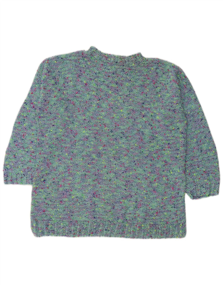 VINTAGE γυναικείο πουλόβερ με λαιμό χελώνα UK 18 XL με μπλε φλύκταινες