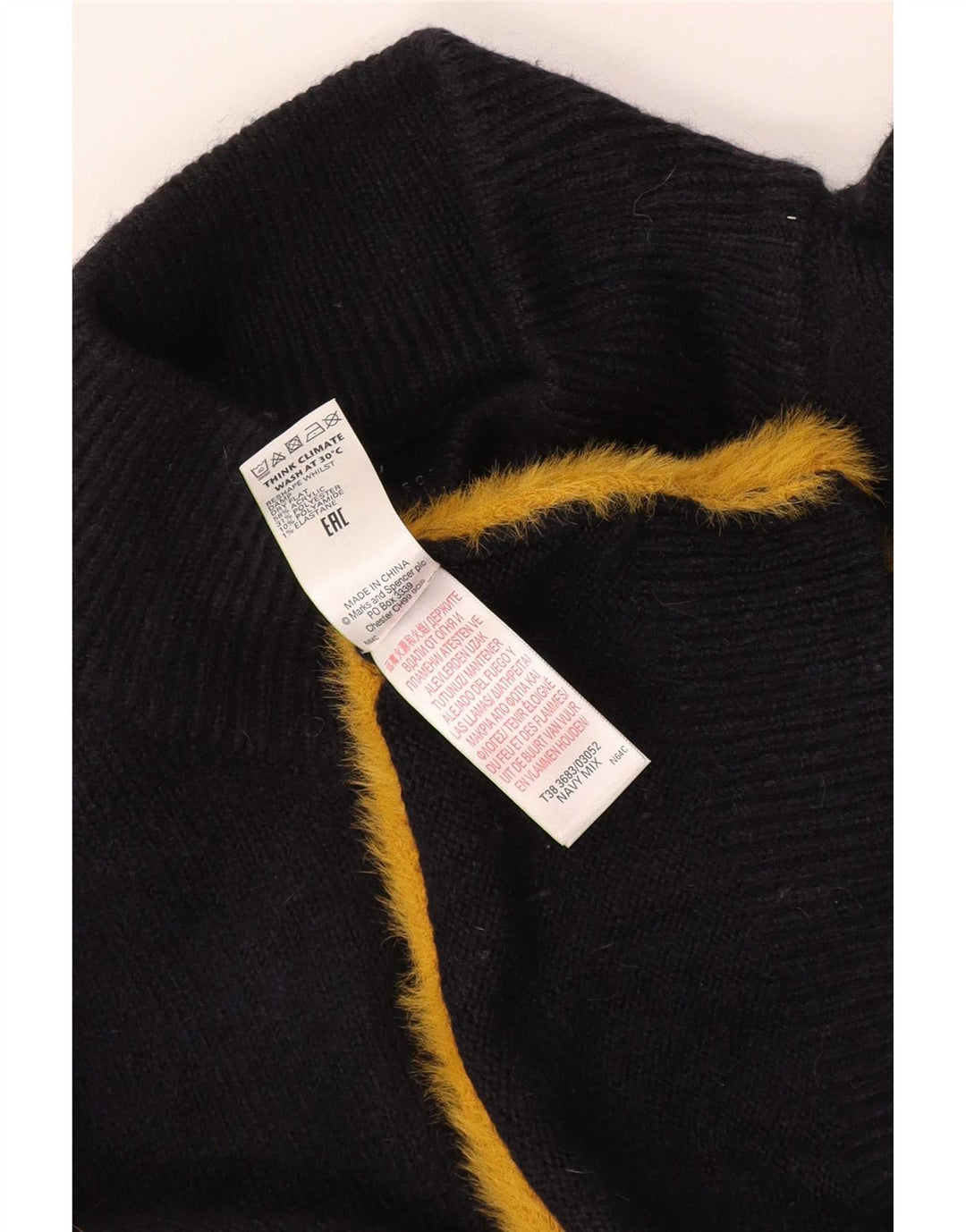 Marks & Spencer Ανδρικό πουλόβερ με ρολό λαιμόκοψη μεγάλο μπλε ναυτικό χρώμα
