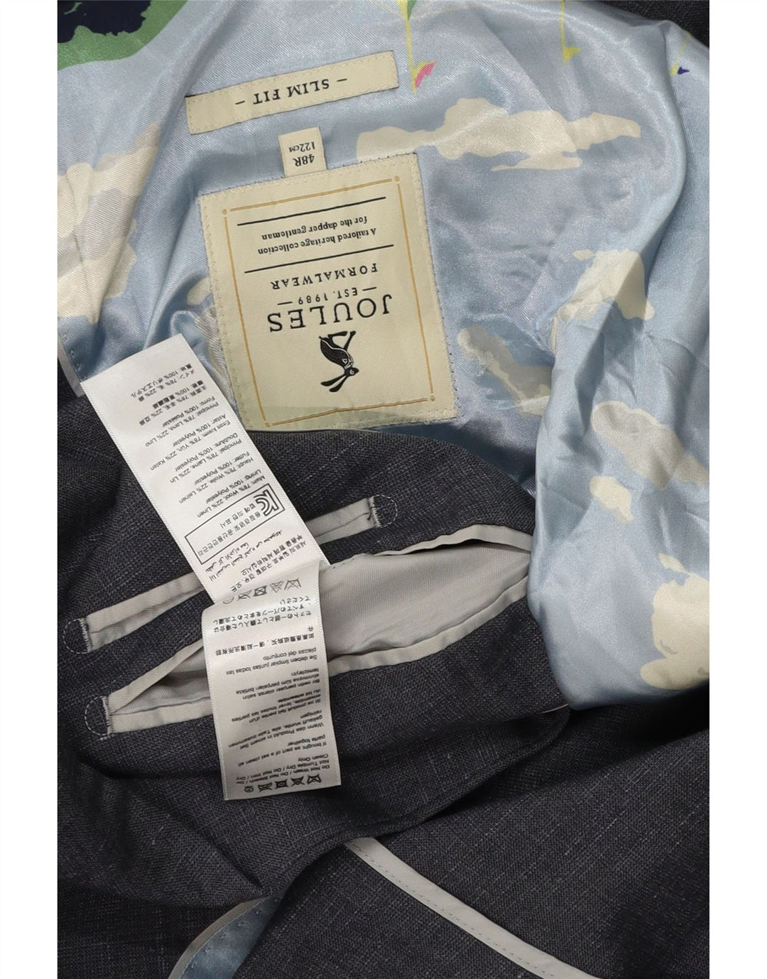 Joules Ανδρικό σακάκι σακάκι με 2 κουμπιά UK 48 4XL με γκρι μαλλί