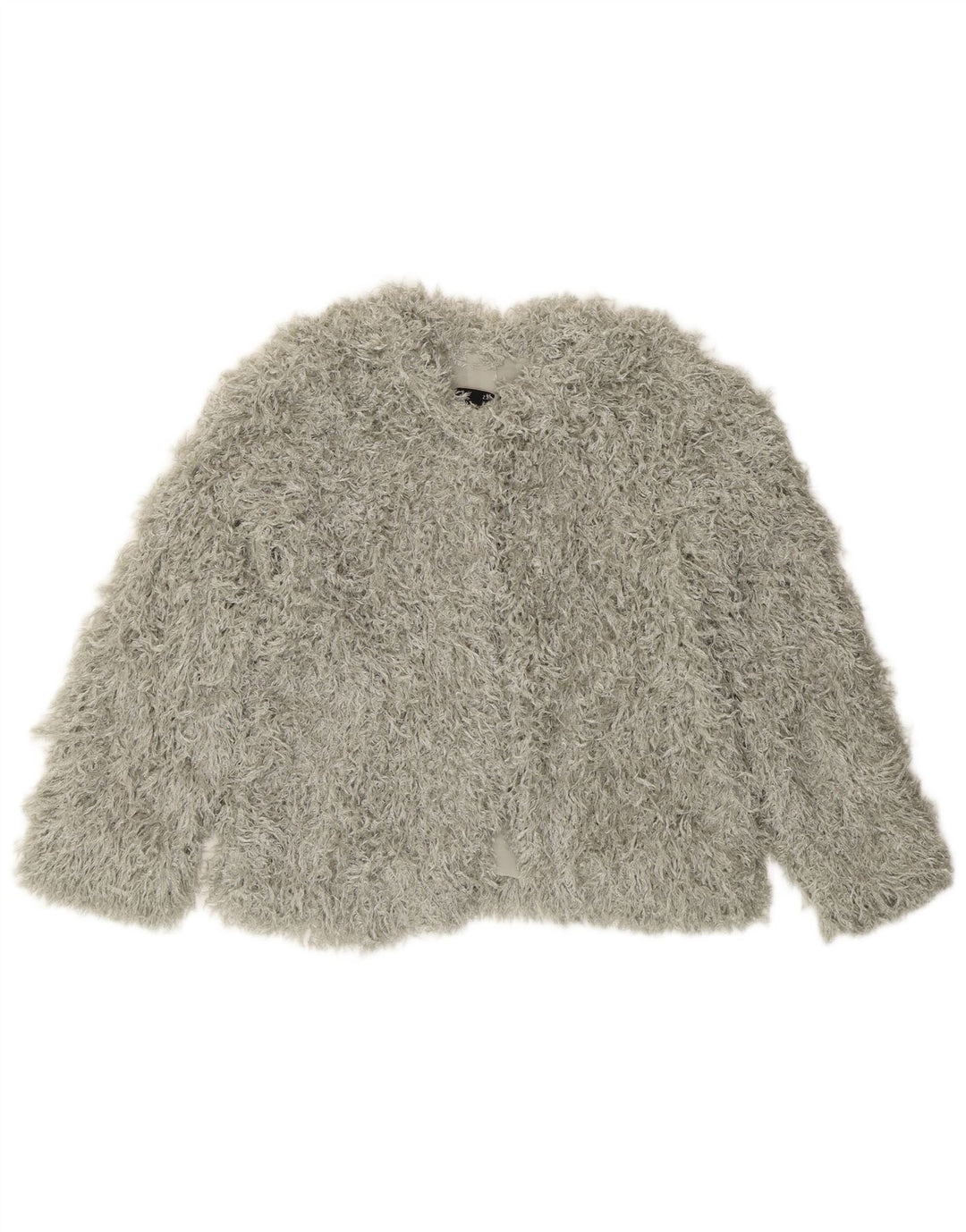 Zara Γυναικείο Μπουφάν από Faux Fur Crop UK 10 Small Grey Polyester