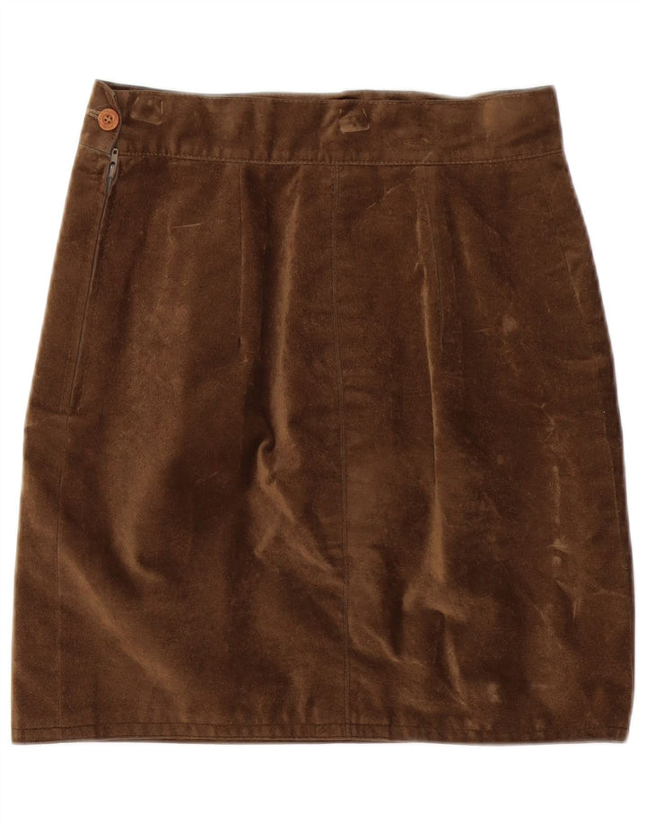 Vintage Γυναικεία Suede Pencil Φούστα W26 Μικρή Καφέ