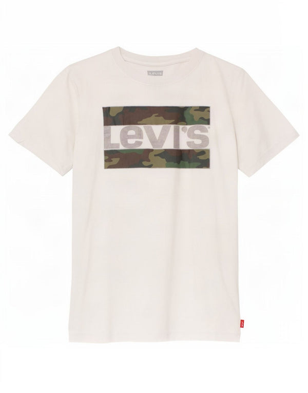 Γραφικό T-Shirt Levi's Boys Top 13-14 ετών Λευκό βαμβακερό