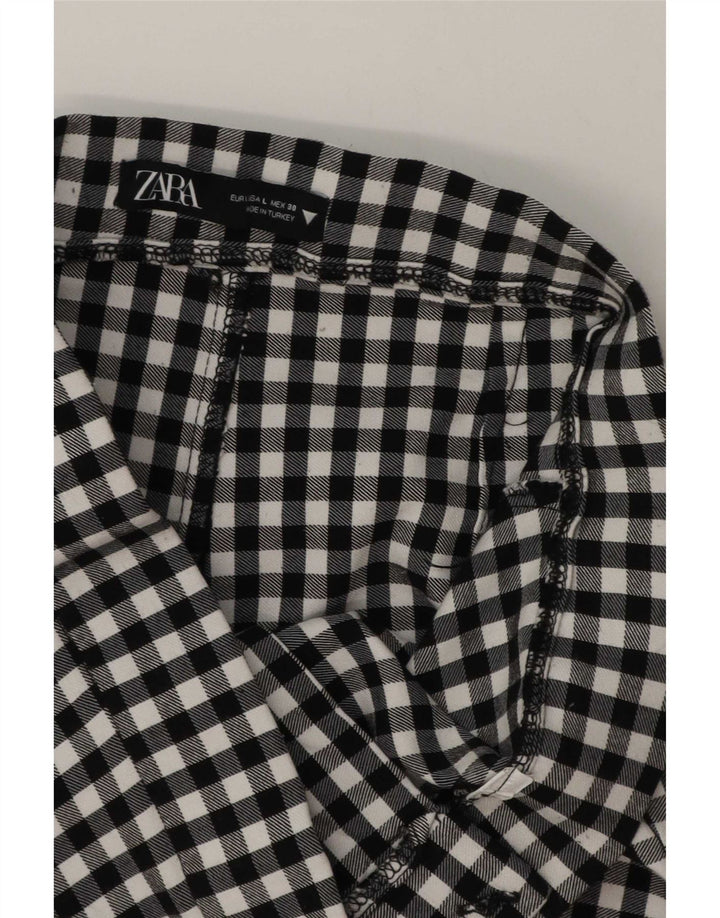 Zara Γυναικείο Bootcut Casual Παντελόνι Μεγάλο W30 L27 Μαύρο Gingham
