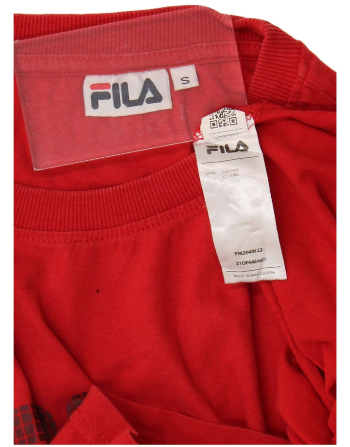 Fila Ανδρικό γραφικό T-Shirt Top Μικρό κόκκινο βαμβακερό