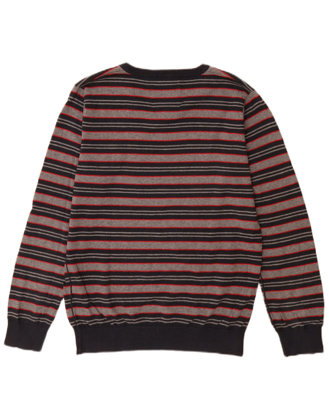 Jack & Jones Ανδρικό πουλόβερ με λαιμόκοψη σε μεσαίο γκρι βαμβακερό ριγέ