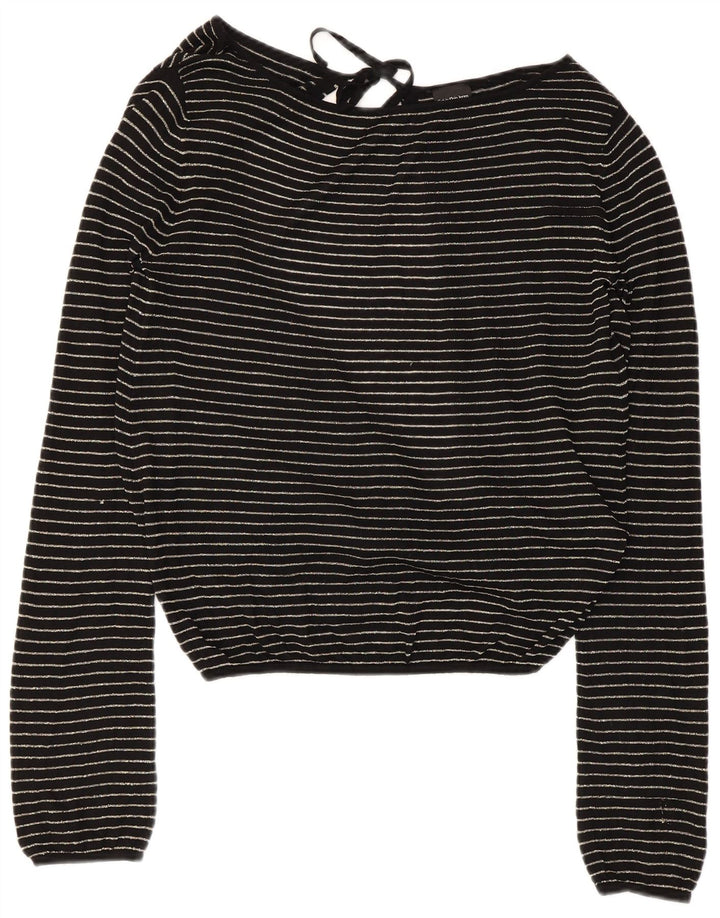 Calvin Klein Γυναικεία Crop Μπλούζα Τοπ UK 14 Μεγάλη μαύρη ριγέ βισκόζη