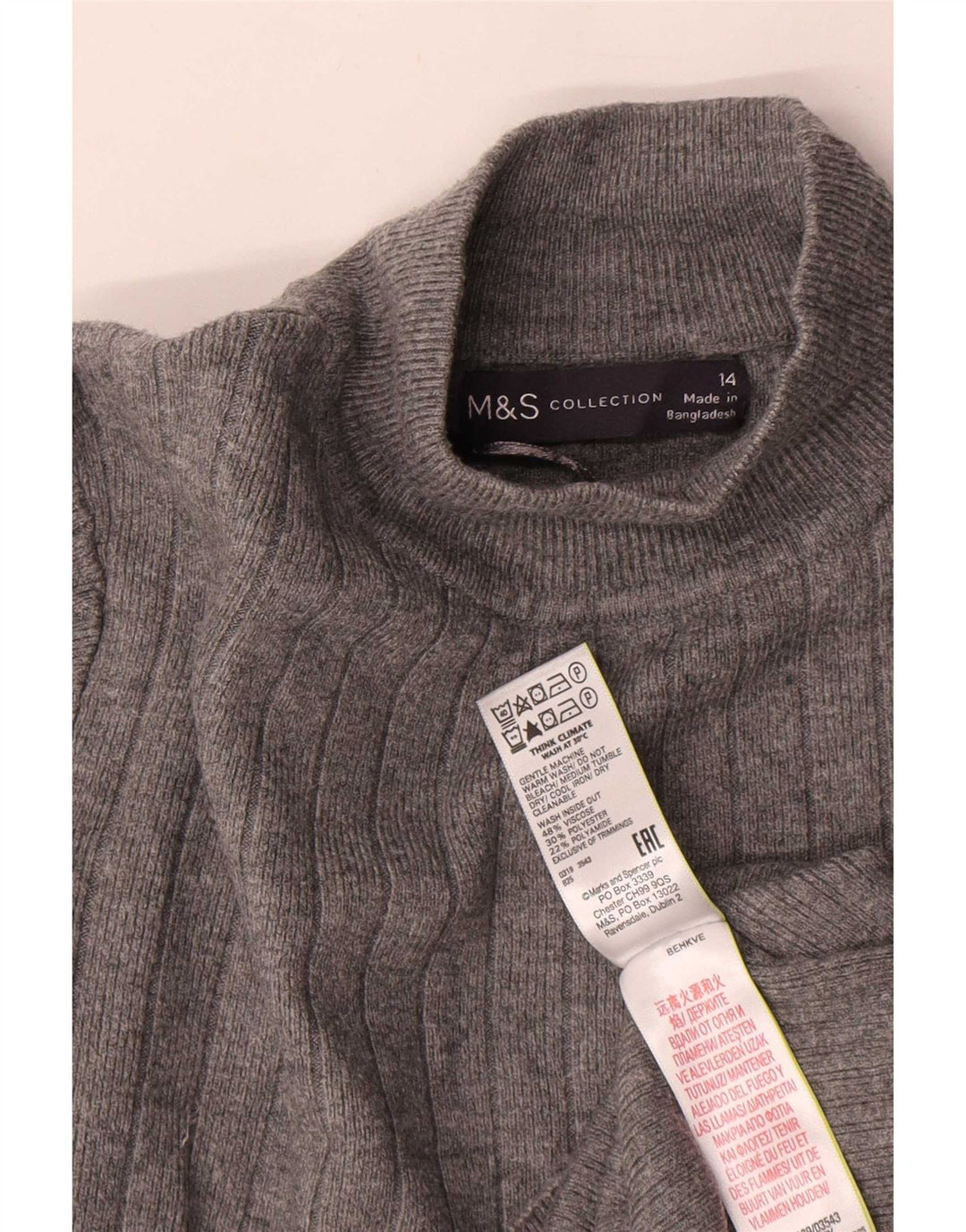 Marks & Spencer Γυναικείο πουλόβερ με λαιμό χελώνα UK 14 Μεγάλη γκρι βισκόζη