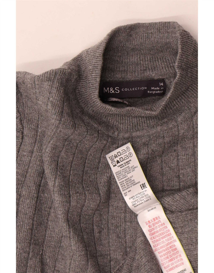Marks & Spencer Γυναικείο πουλόβερ με λαιμό χελώνα UK 14 Μεγάλη γκρι βισκόζη
