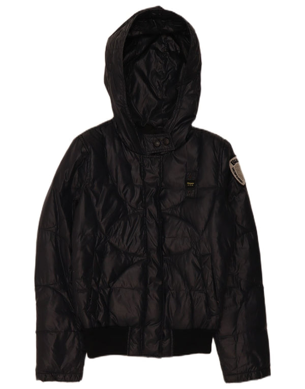 Blauer γυναικείο μπουφάν με κουκούλα UK 14 Medium Navy Blue Polyamide