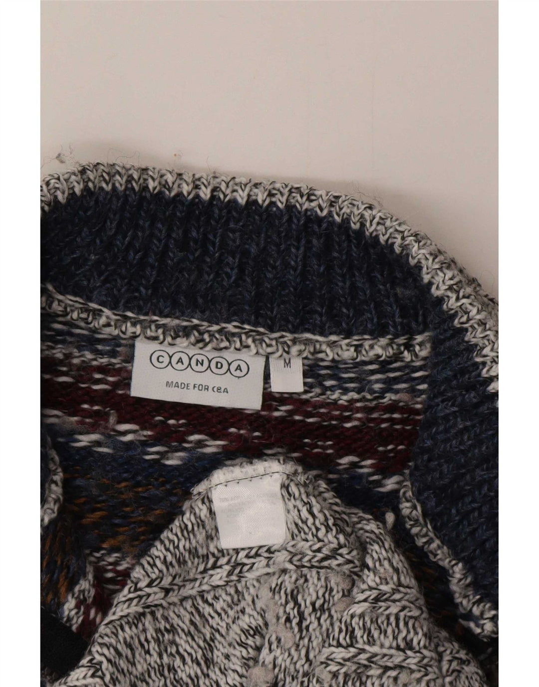 Ανδρικό πουλόβερ Canda με φερμουάρ, μεσαίο γκρι Fair Isle Acrylic