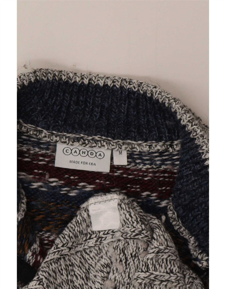 Ανδρικό πουλόβερ Canda με φερμουάρ, μεσαίο γκρι Fair Isle Acrylic