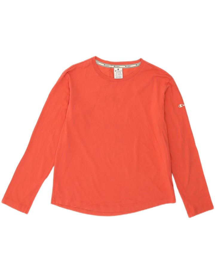 CHAMPION Womens Graphic Top Long Sleeve UK 14 Medium Red Cotton Vintage Champion and Second-Hand Champion from Messina Hembry 