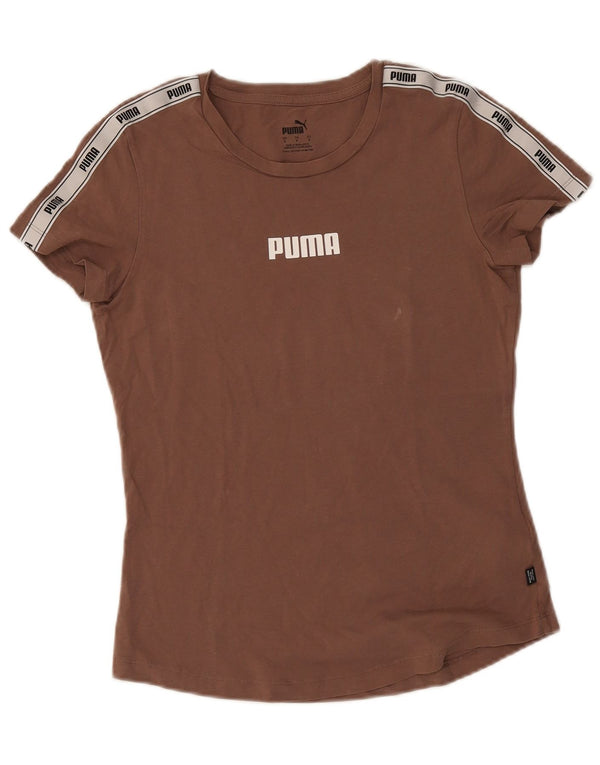 Puma Γυναικείο T-Shirt Top UK 10 Small Brown Βαμβακερό
