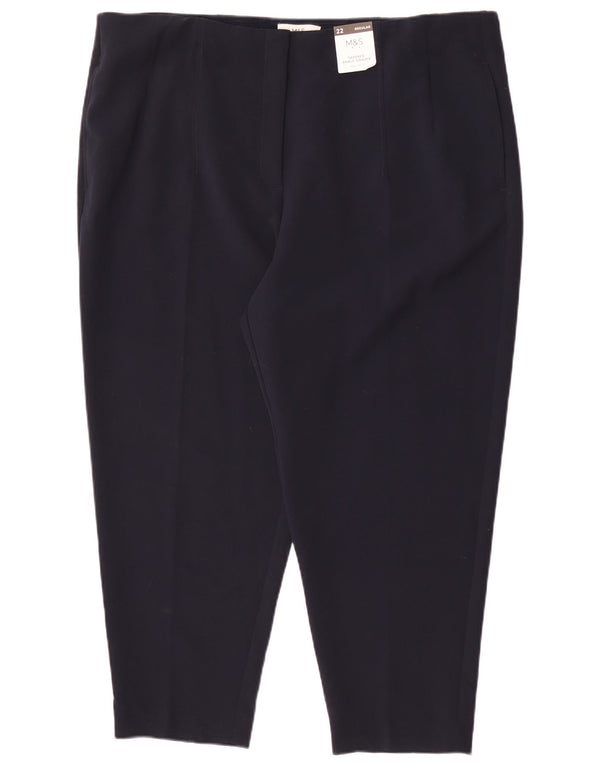 Marks & Spencer Γυναικείο ψηλόμεσο παντελόνι UK 22 3XL W42 L26 Navy B
