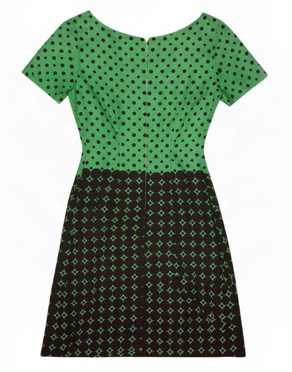 Vintage γυναικείο φόρεμα με θήκη IT 44 Medium Green Colourblock