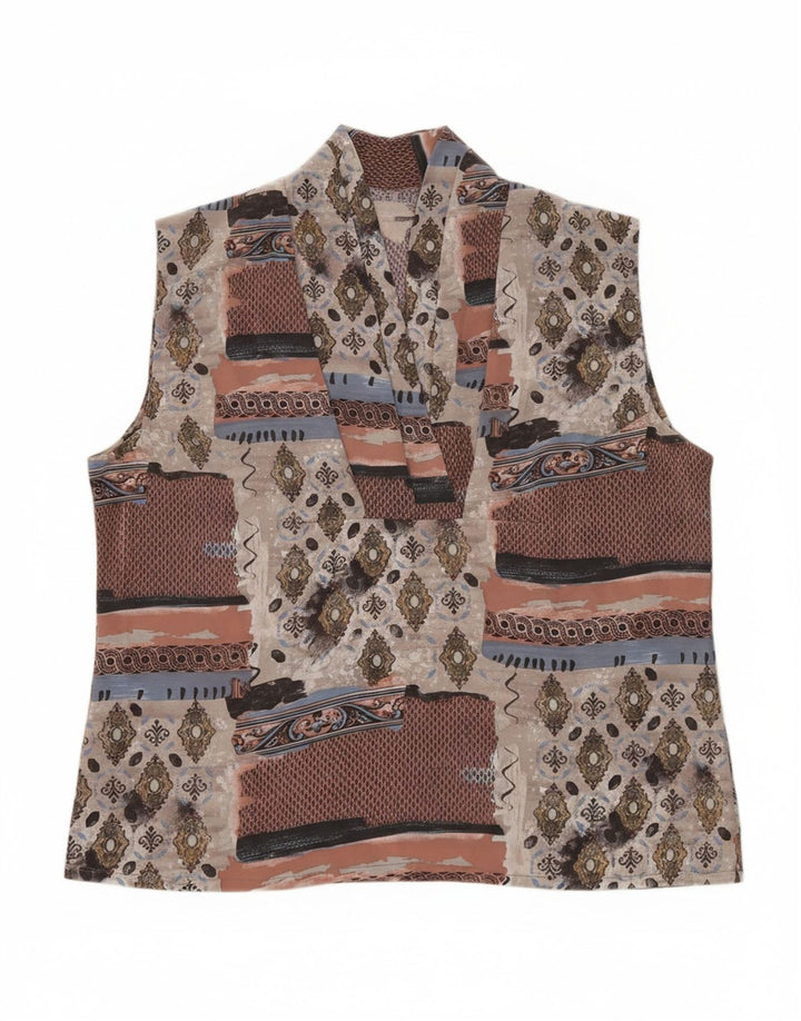 VINTAGE Womens Abstract Pattern Blouse Top UK 14 Medium Multicoloured