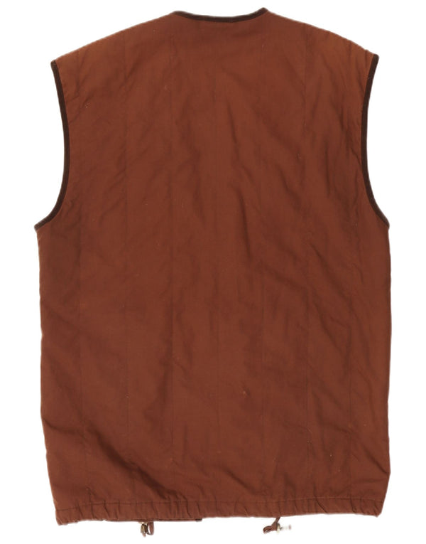 Vintage Γυναικείο Oversized Gilet UK 10 Small Brown Βαμβακερό