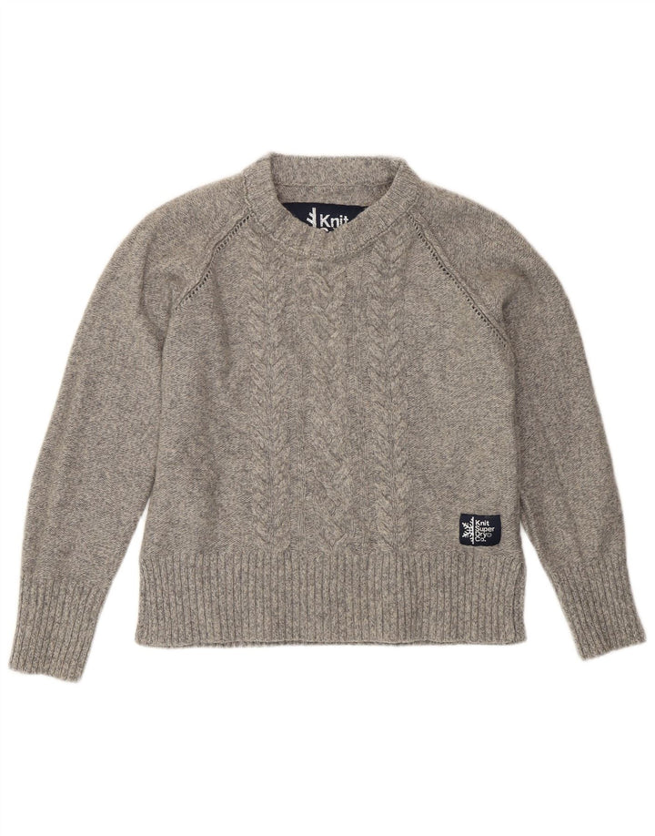 Superdry Γυναικείο πουλόβερ με λαιμόκοψη UK 10 Small Grey Wool