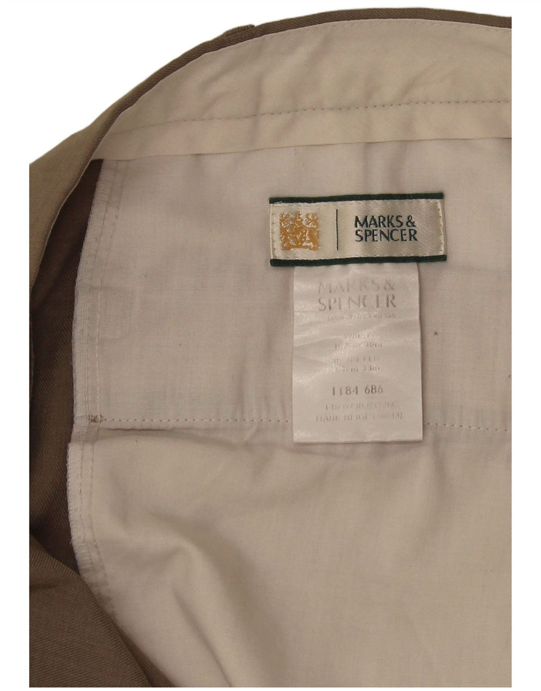 Marks & Spencer Ανδρικό παντελόνι με καρφίτσα W40 L32 Khaki Polyester