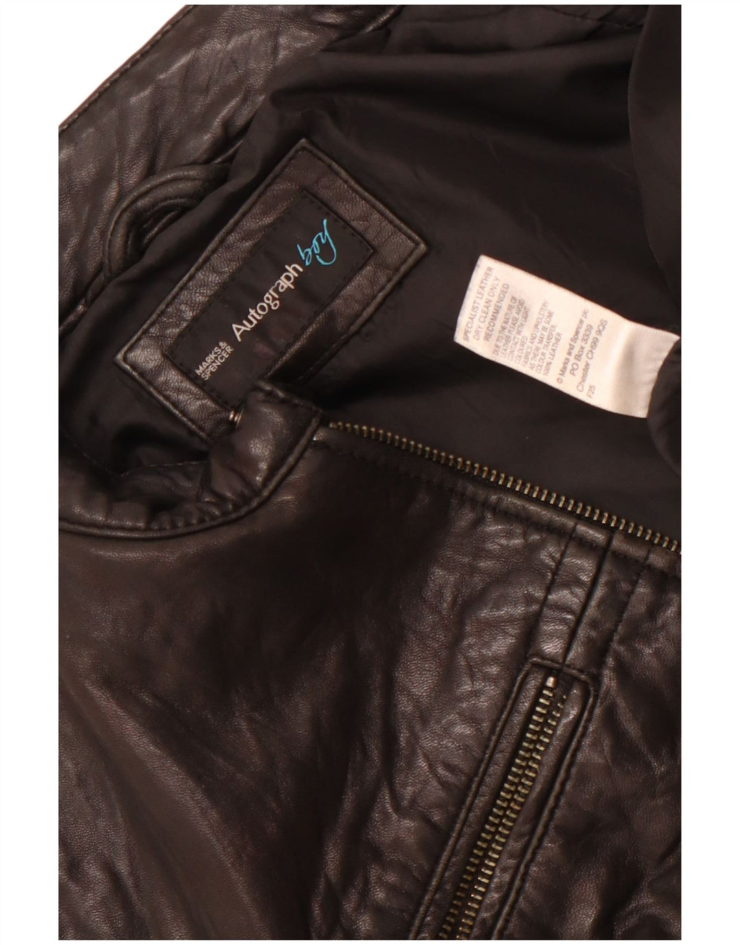Marks & Spencer Boys Autograph Leather Jacket 13-14 Years Black Leather