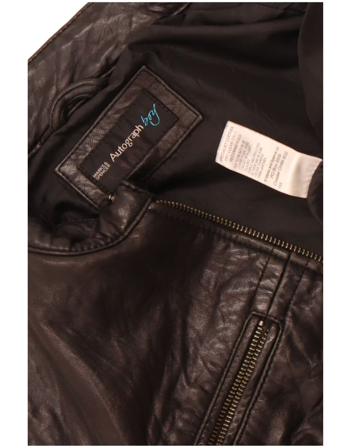 Marks & Spencer Boys Autograph Leather Jacket 13-14 Years Black Leather