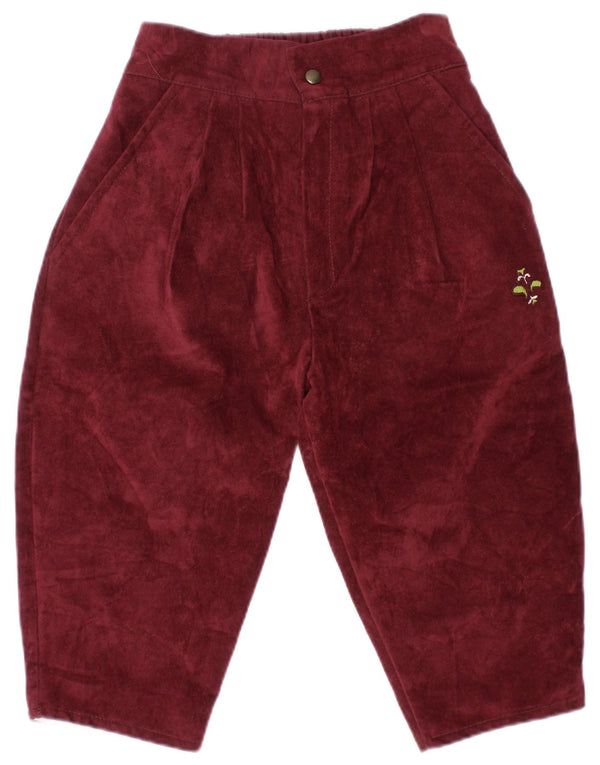 Vintage Baby Girls Velvet Chino Παντελόνι 18-24 Μηνών W20 L10 Βουργουνδίας