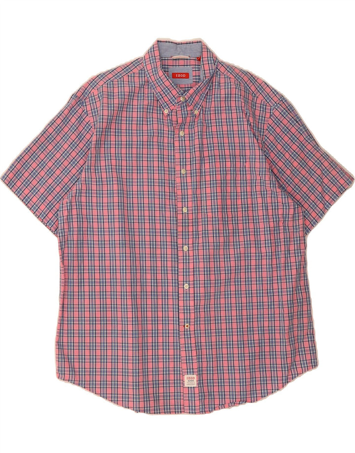 IZOD Mens Short Sleeve Shirt XL Pink Check Cotton Vintage Izod and Second-Hand Izod from Messina Hembry 